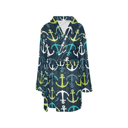 Anchor Pattern Print Design 03 Women's Fleece Robe