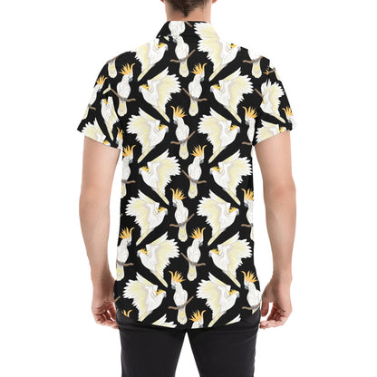 Cockatoo Print Design LKS402 Men Short Sleeve Button Up Shirt