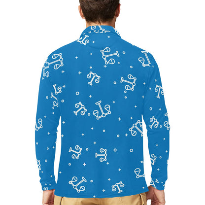 Libra Pattern Print Design 05 Long Sleeve Polo Shirt For Men's