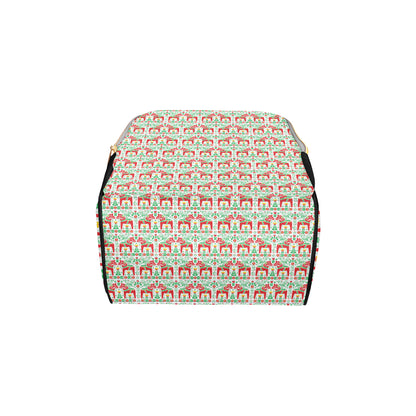 Swedish Dala Style Pattern Diaper Bag Backpack