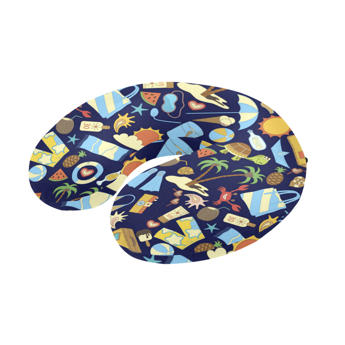 Beach Themed Pattern Print Design 04 U-Shaped Travel Neck Pillow