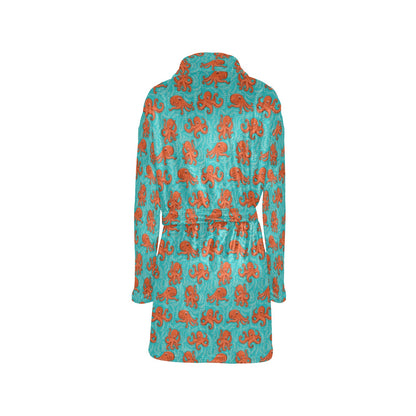 Octopus Cartoon Design Print Themed Women's Fleece Robe