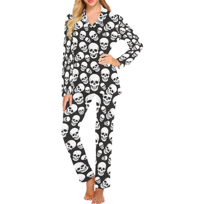 Skull Print Design LKS301 Women's Long Pajama Set