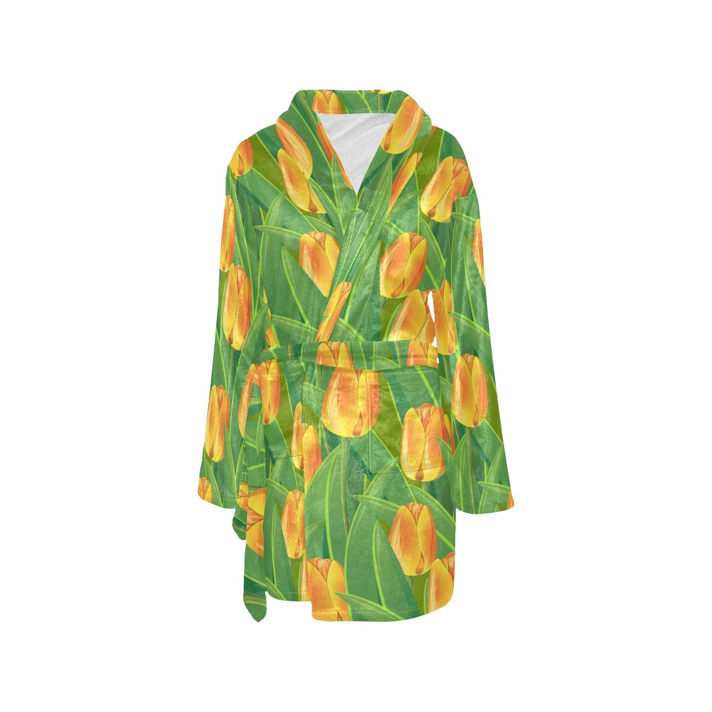 Tulip Orange Pattern Print Design TP07 Women's Fleece Robe