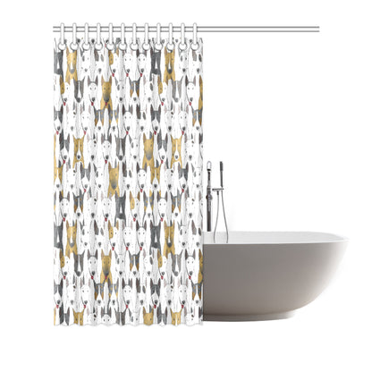 Bull Terriers Pattern Print Design 03 Shower Curtain