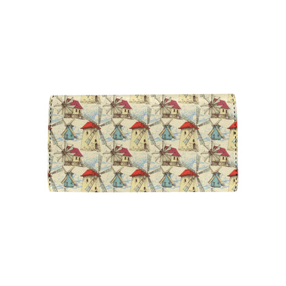 Windmill Pattern Print Design 01 Women's Trifold Wallet