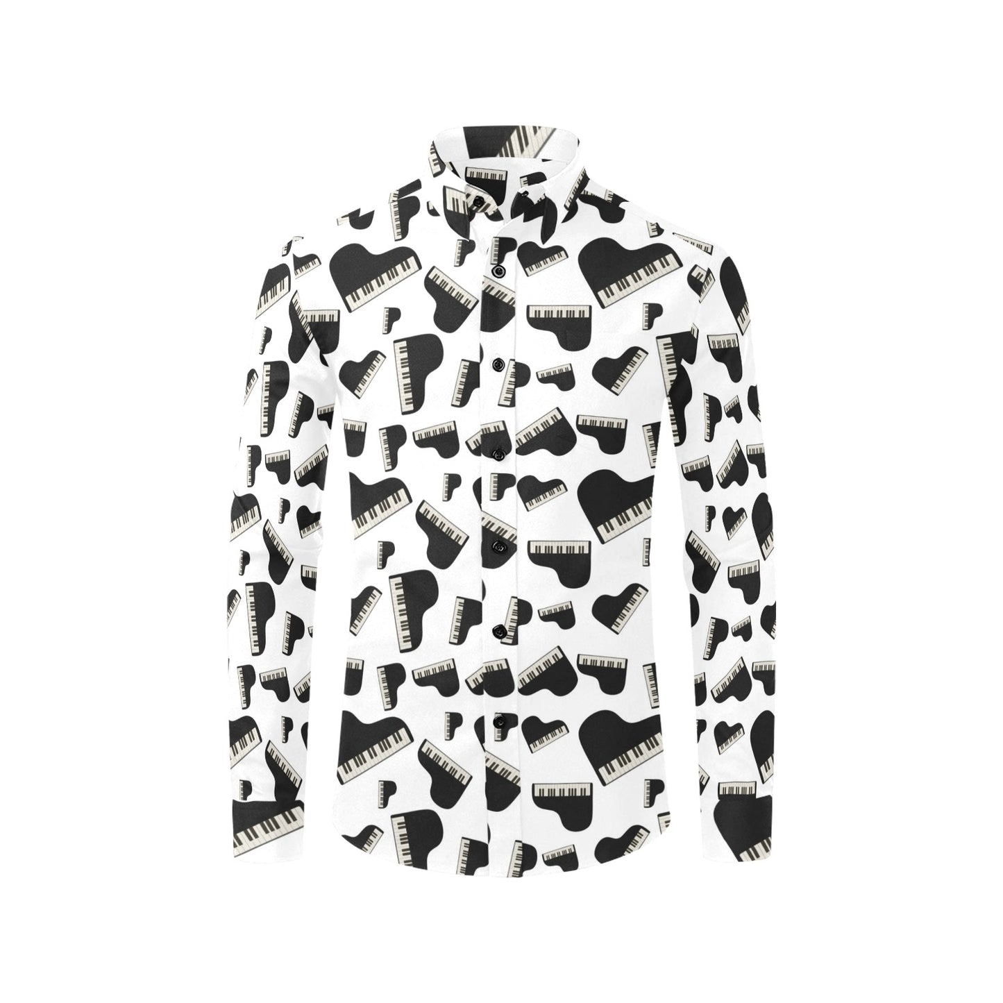 Piano Print Design LKS405 Men's Long Sleeve Dress Shirt