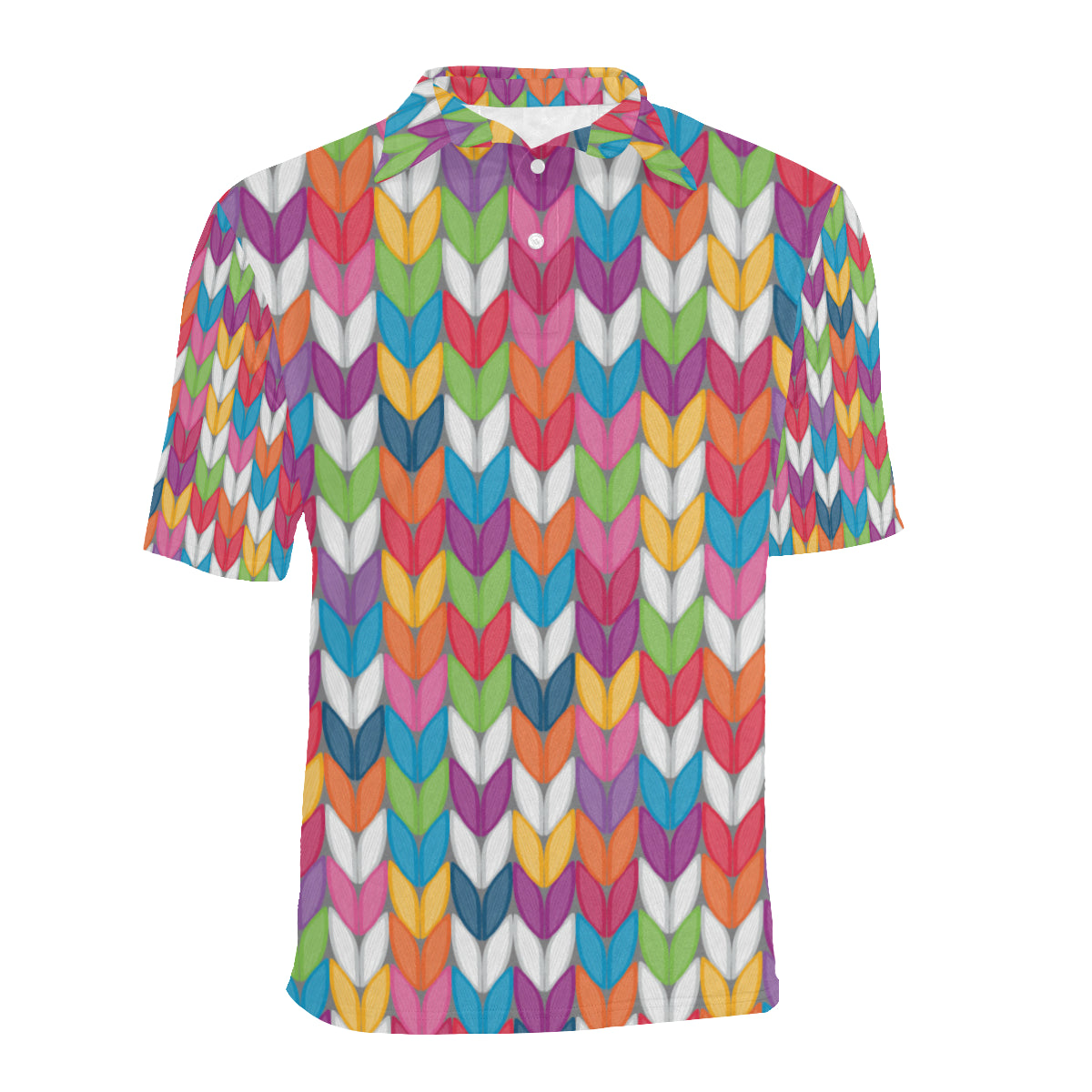 Knit Pattern Print Design 01 Men Polo Shirt