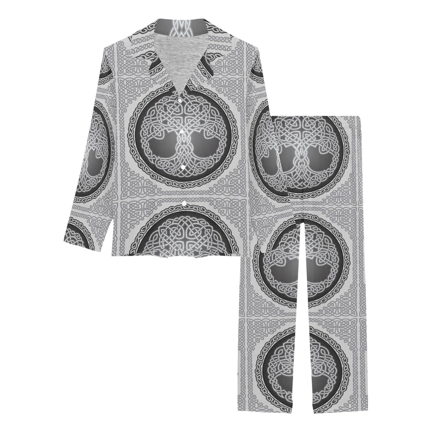 Celtic Tree of life Print Women's Long Pajama Set