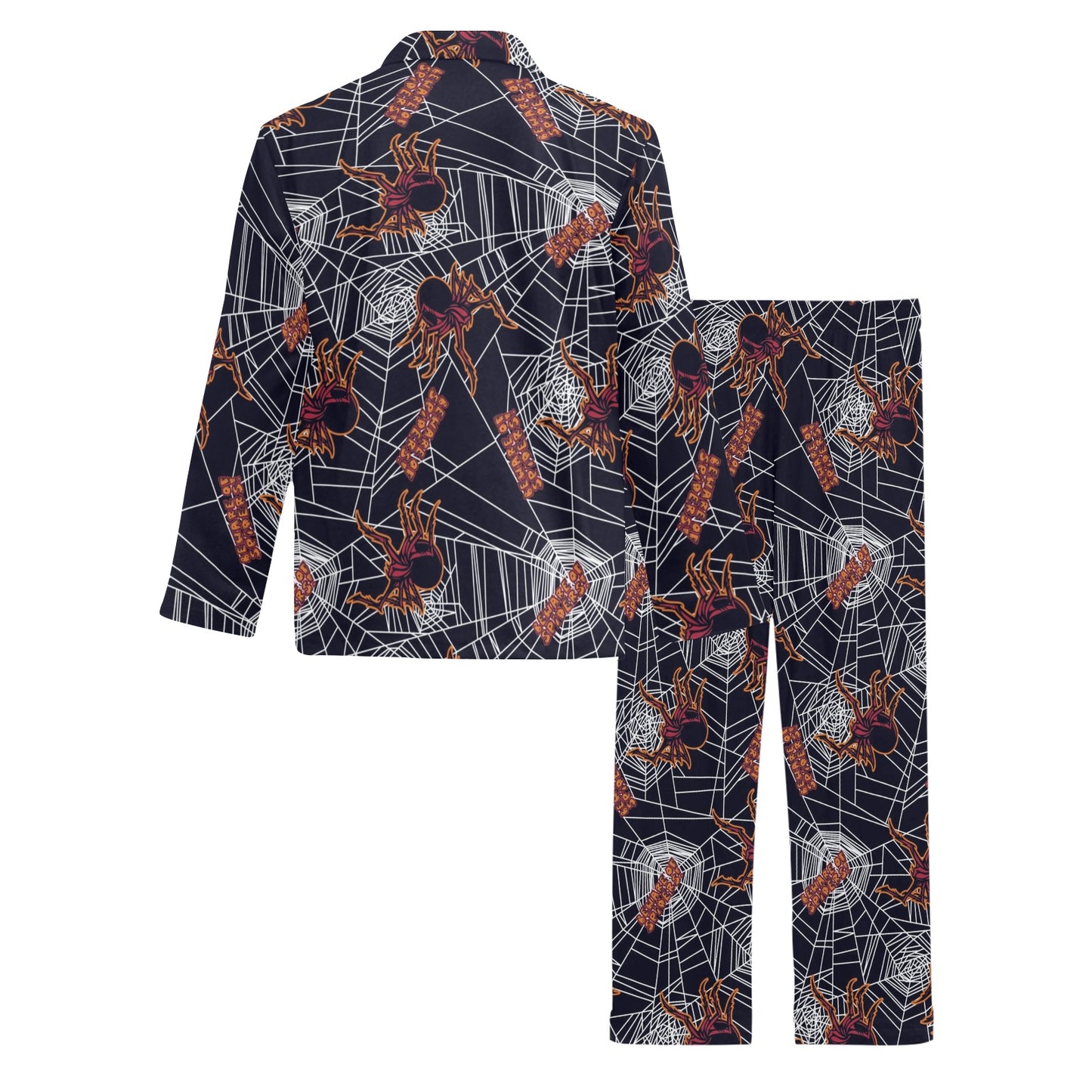 Tarantula Spiderwebs Pattern Print Design 01 Men's Long Pajama Set