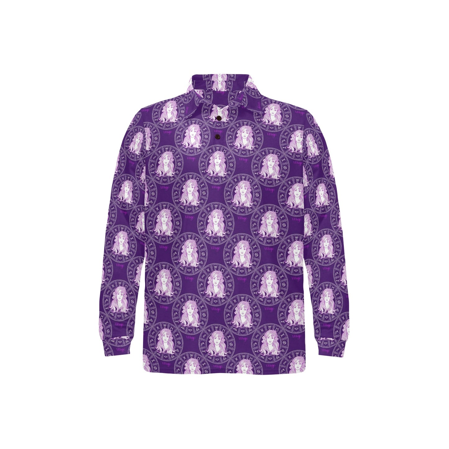 Virgo Print Design LKS301 Long Sleeve Polo Shirt For Men's