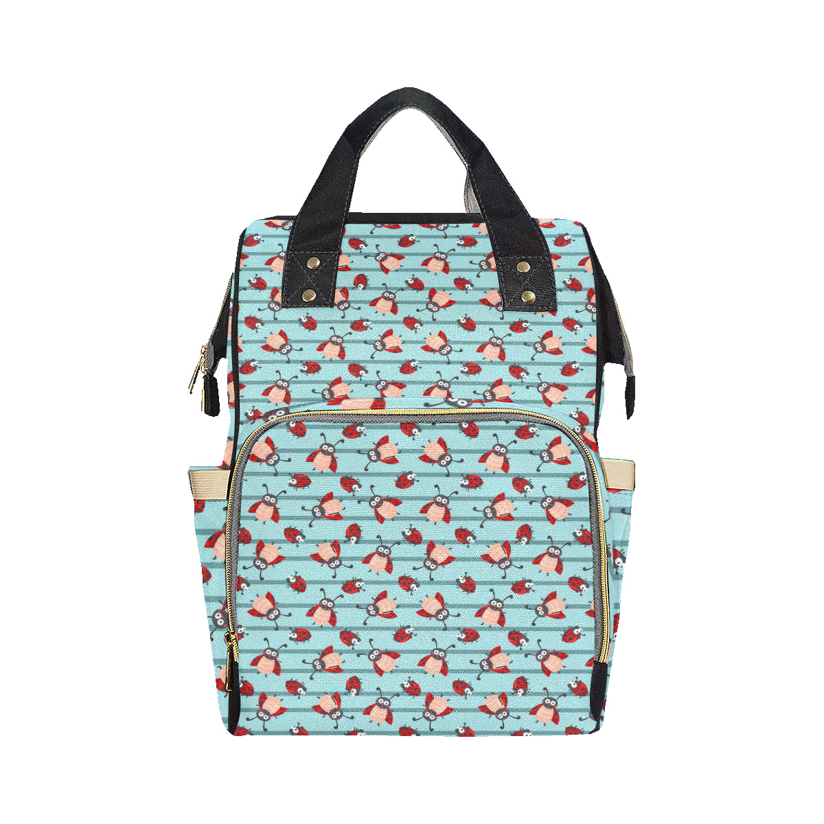 Ladybug Happy Print Pattern Diaper Bag Backpack