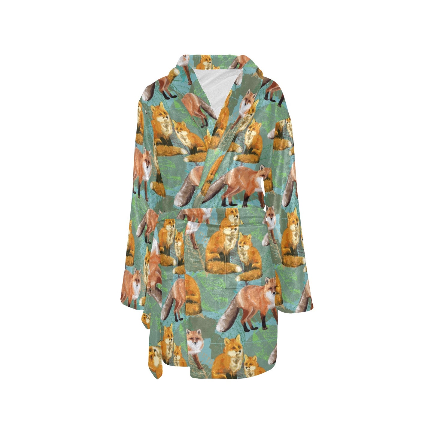 Fox Autumn leaves Themed Women's Fleece Robe
