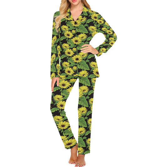 Sunflower Print Design LKS3010 Women's Long Pajama Set