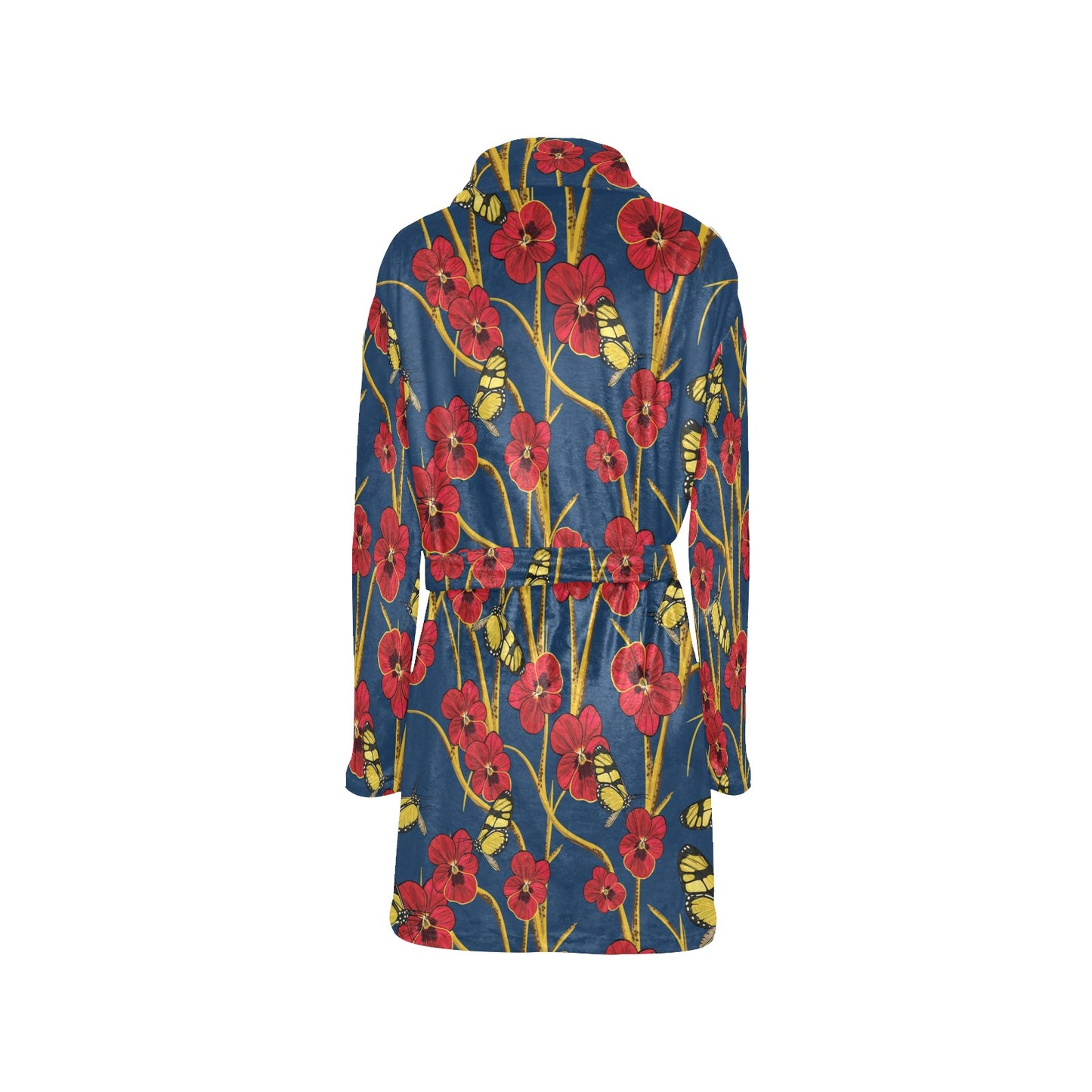 Pansy Pattern Print Design A01 Women's Fleece Robe