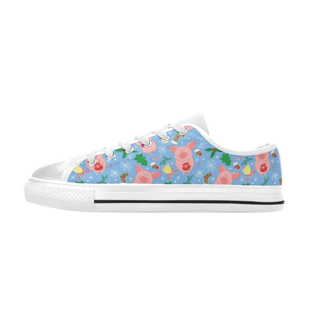 Pig Print Design LKS404 Women's White Low Top Shoes