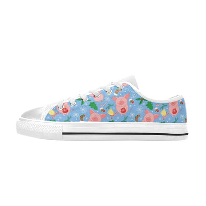 Pig Print Design LKS404 Women's White Low Top Shoes