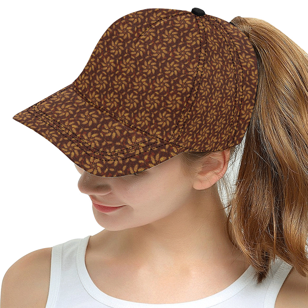 Agricultural Brown Wheat Print Pattern Snapback Cap