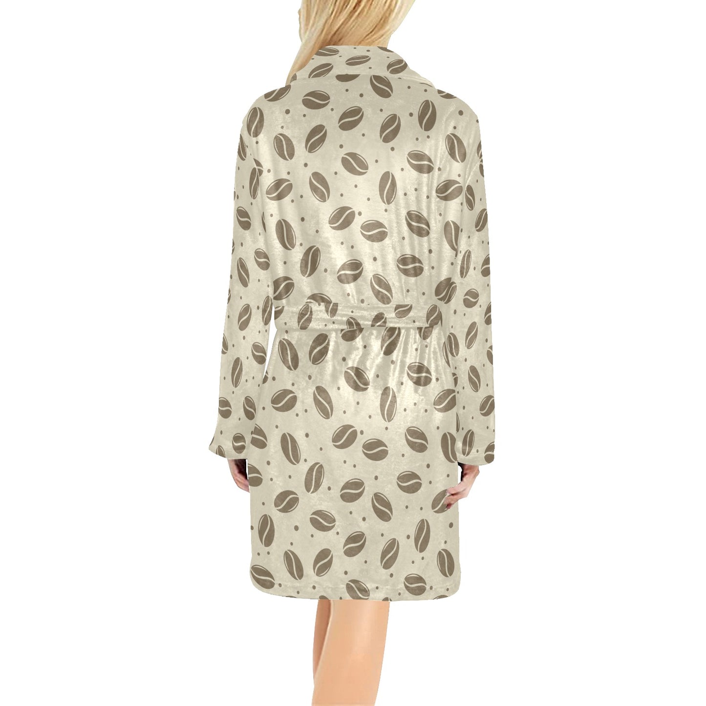 Coffee Pattern Print Design 02 Women's Fleece Robe