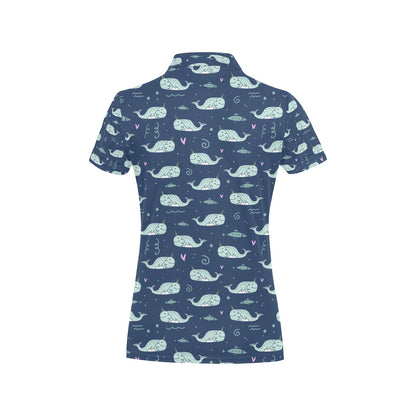 Narwhal Design Print Women's Polo Shirt