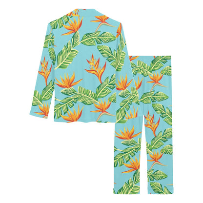 Bird Of Paradise Pattern Print Design BOP04 Women's Long Pajama Set