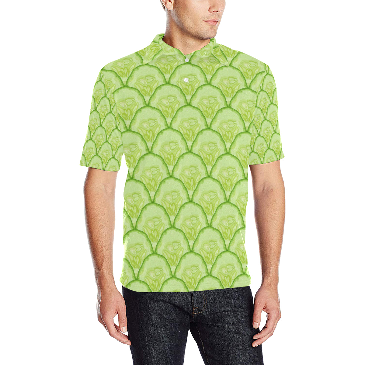 Cucumber Pattern Print Design CC04 Men Polo Shirt