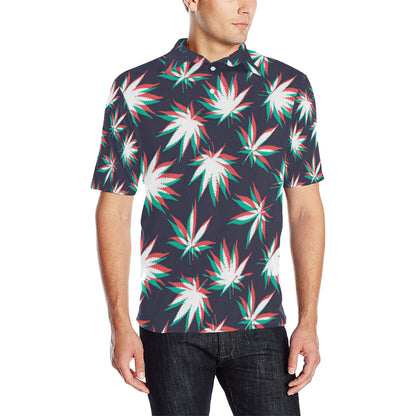 Pot Leaf Pattern Print Design A01 Men Polo Shirt