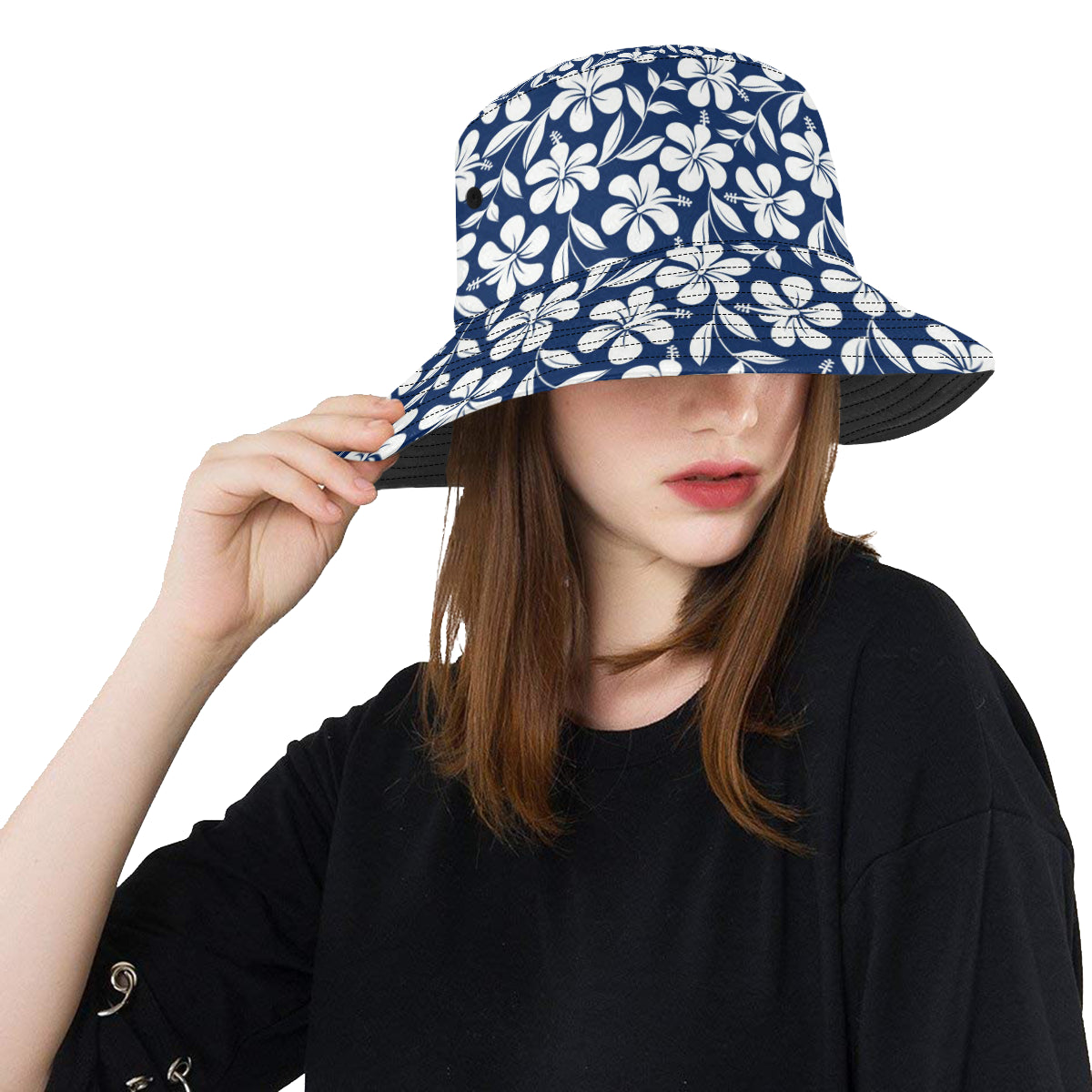 Hibiscus Pattern Print Design HB031 Unisex Bucket Hat