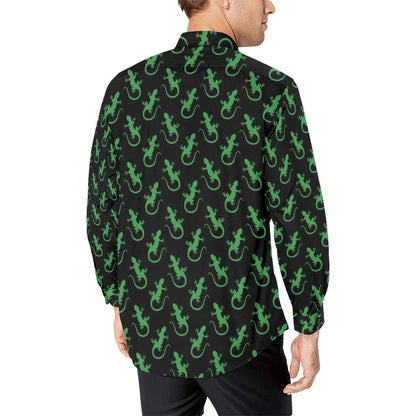 lizard Print Design LKS401 Men's Long Sleeve Dress Shirt