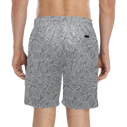 Elm Leave Grey Print Pattern Men's Swim Trunks Beach Shorts