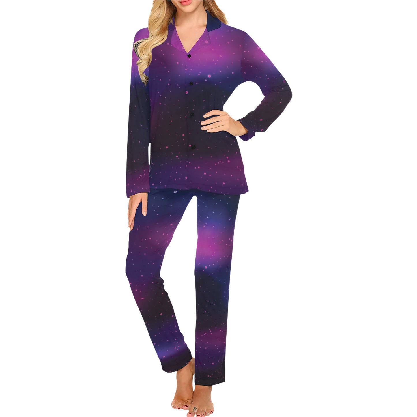 Night sky Pattern Print Design A04 Women's Long Pajama Set