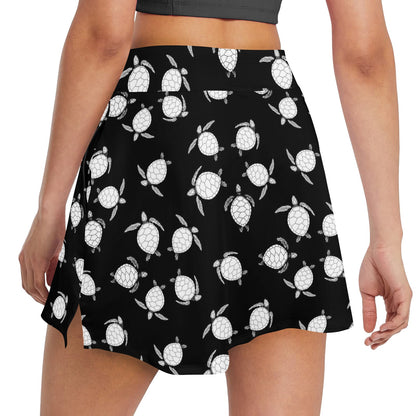 Sea Turtle Print Design LKS303 17" Golf & Pickleball Skort with Pockets