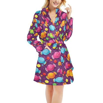 Candy Pattern Print Design CA05 Women's Fleece Robe