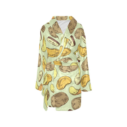 Potato Pattern Print Design A03 Women's Fleece Robe