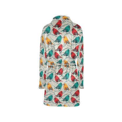 Birds Pattern Print Design 04 Women's Fleece Robe