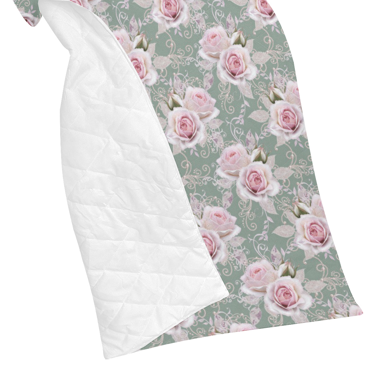Rose White Pattern Print Design RO012 Premium Quilt