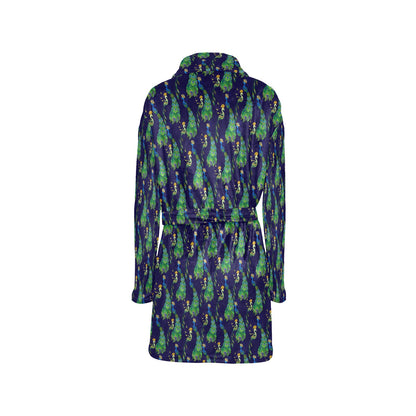 Peacock Art Design Print Women's Fleece Robe