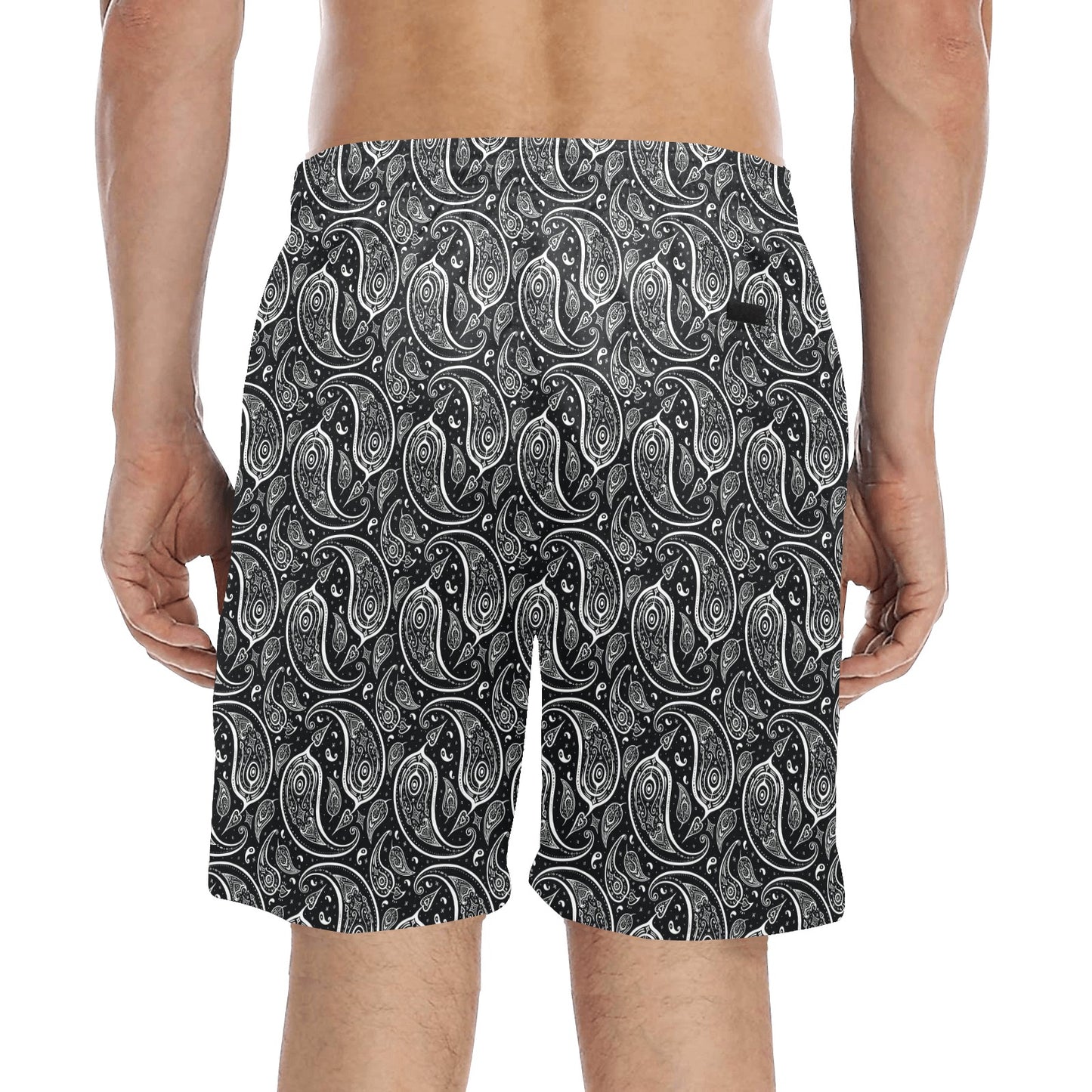 Paisley Black Design Print Men's Swim Trunks Beach Shorts