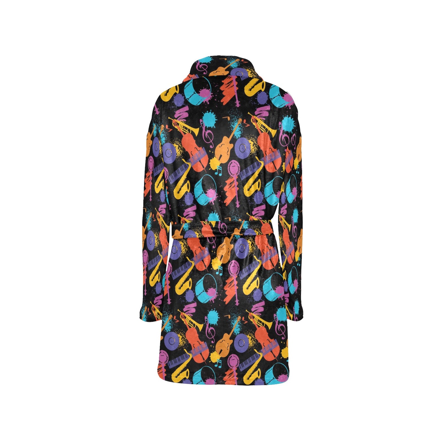 Saxophone Print Design LKS406 Women's Fleece Robe