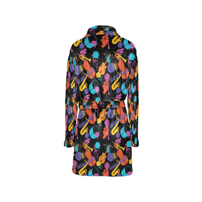 Saxophone Print Design LKS406 Women's Fleece Robe