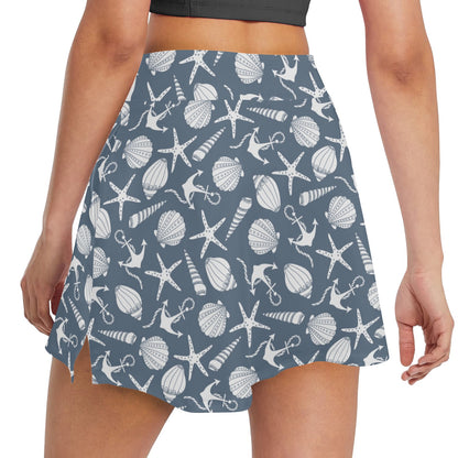 Seashell Print Design LKS306 17" Golf & Pickleball Skort with Pockets