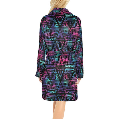 Tribal aztec Dark Multicolor Women's Fleece Robe