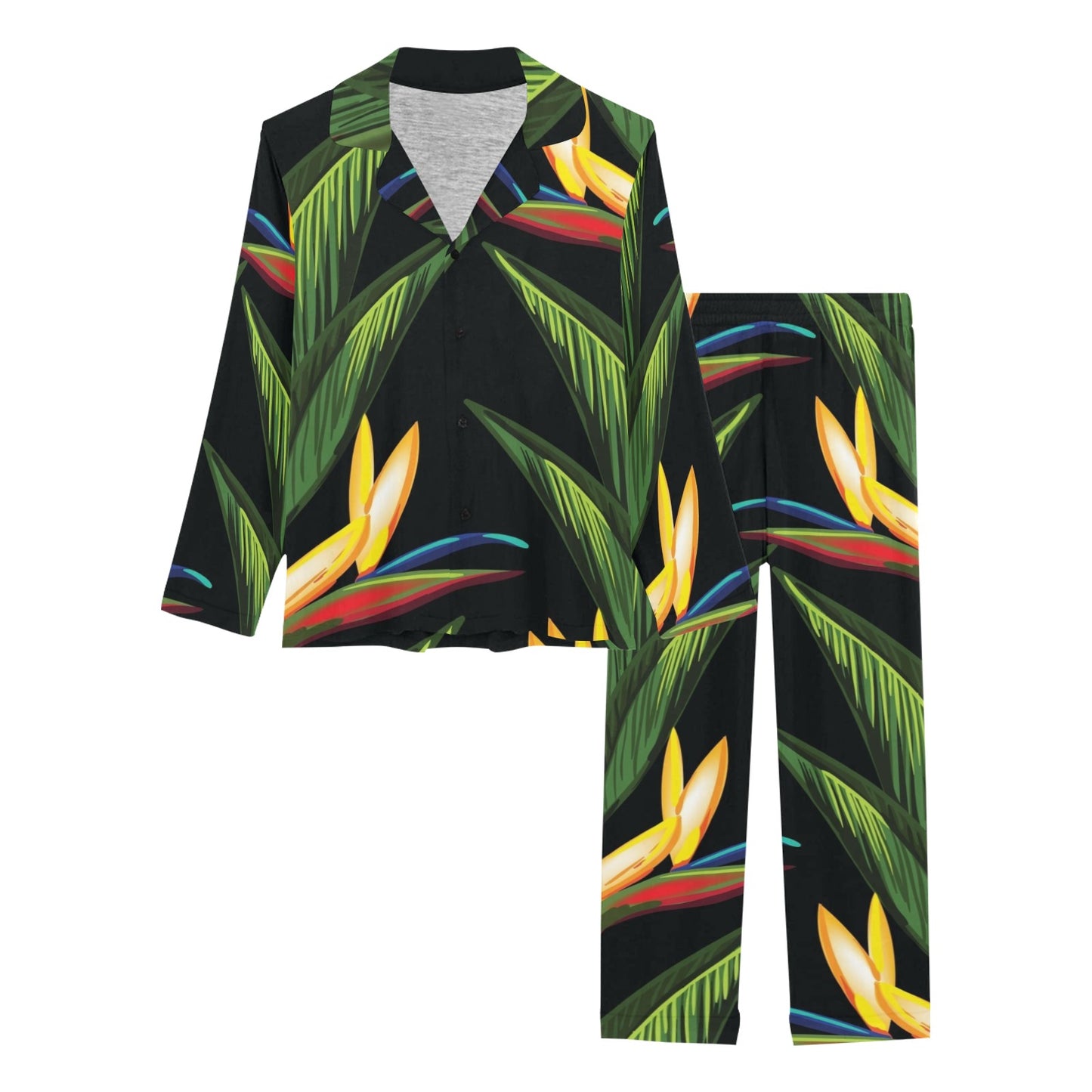 Bird Of Paradise Pattern Print Design BOP012 Women's Long Pajama Set