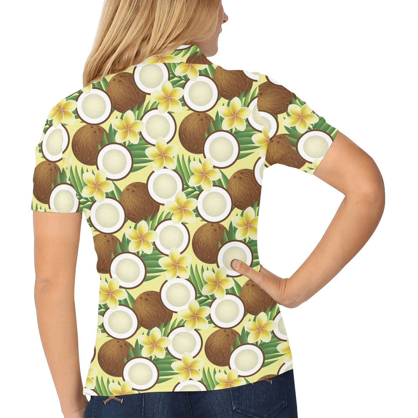 Coconut Pattern Print Design CN02 Women's Polo Shirt