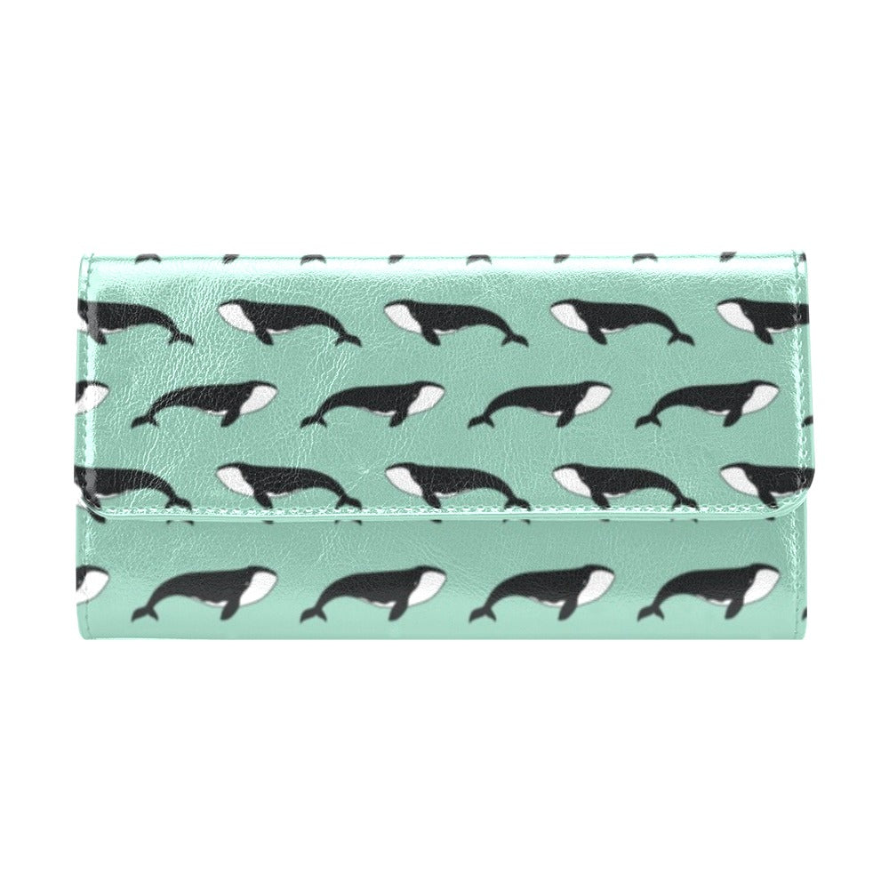 Whale Print Design LKS307 Women's Trifold Wallet