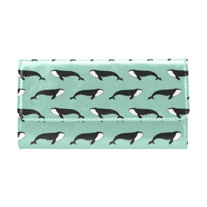 Whale Print Design LKS307 Women's Trifold Wallet