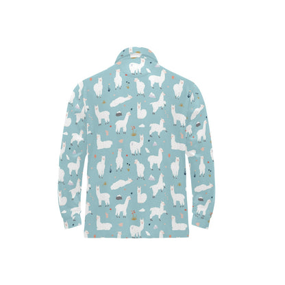 Alpaca Pattern Print Design 02 Long Sleeve Polo Shirt For Men's