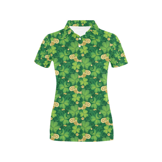 Shamrock Print Design LKS301 Women's Polo Shirt