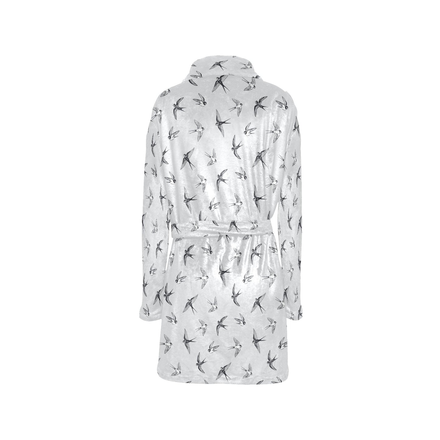 Swallow Bird Pattern Print Design 04 Women's Fleece Robe