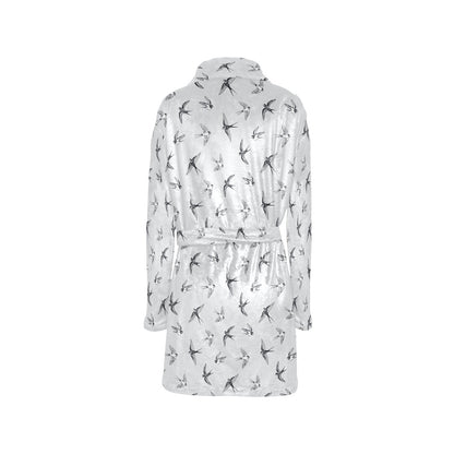 Swallow Bird Pattern Print Design 04 Women's Fleece Robe